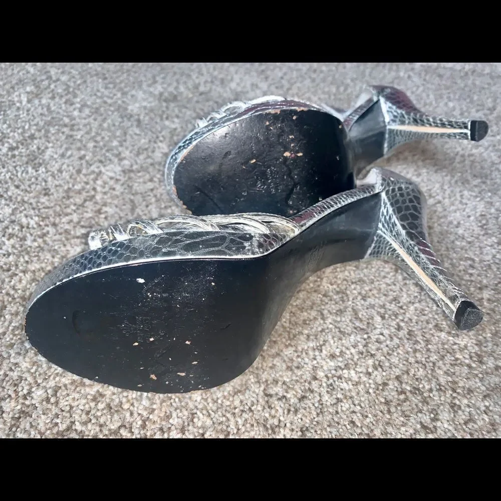 Nina New York Silver Jeweled Heels